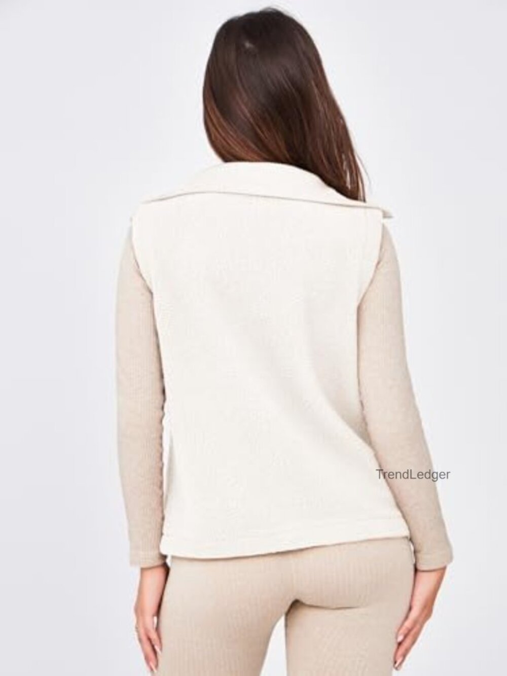 Sleeveless Fleece Vest Zip Up Sherpa Jacket with Pocket Winter Outerwear - Picture 5 of 7